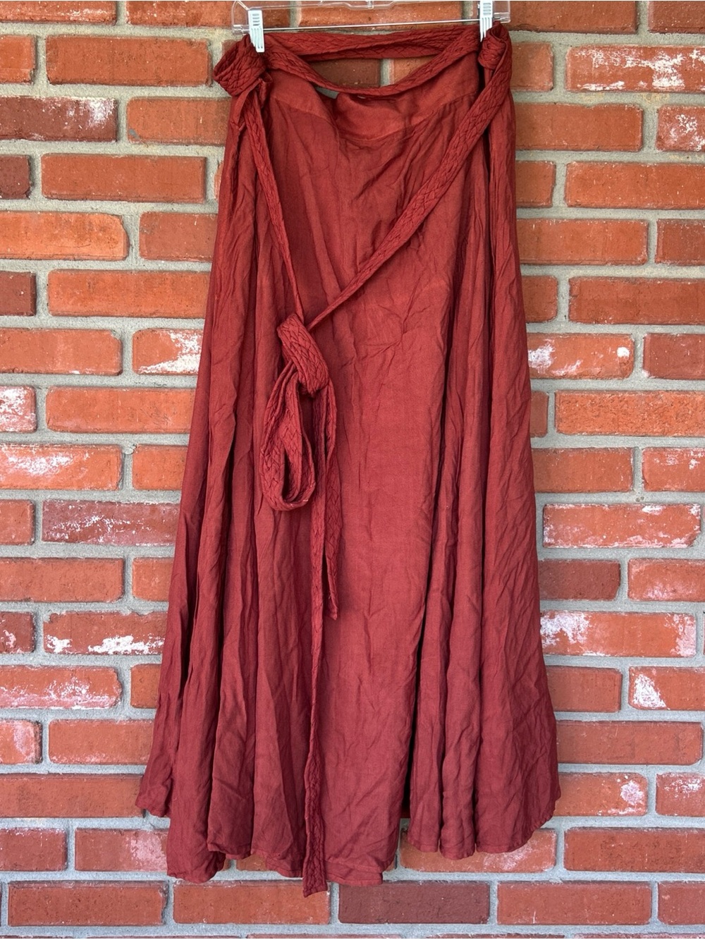 Holy Clothing Boho Demeter Renaissance Rust Maxi Skirt with Braided Belt 2X